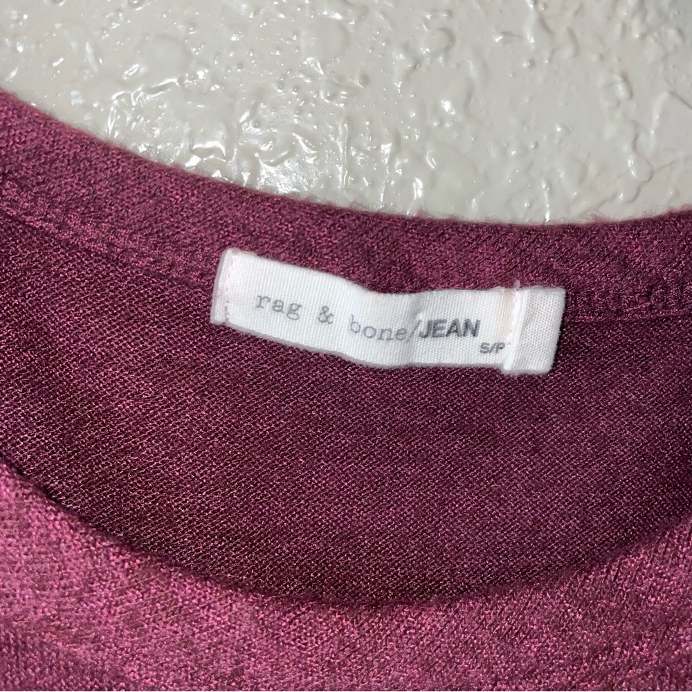 Rag & Bone Jean Purple Port Long Sleeve Slash Cutout Top Tee - Picture 7 of 10